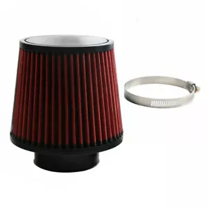 Red 4"in 100mm Performance High Flow Cold Air Intake Cone Dry Filter Replacement - Imagen 1 de 9
