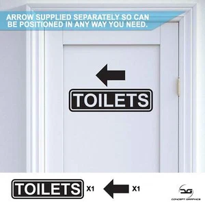 Toilets With Arrow Sign Bathroom Wall Door Decal Sticker - Shop Pub Restaurant - Picture 1 of 5