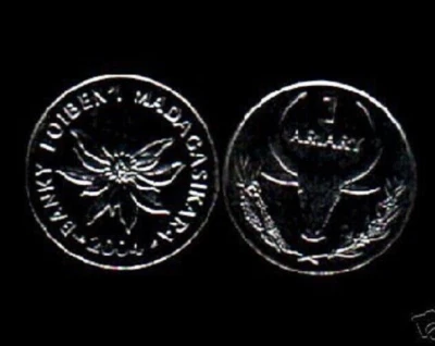 Madagascar 1 ARIARY NEW 2004 ANTELOPE HEAD UNC Wild Animal World Currency COIN - Image 1 of 4