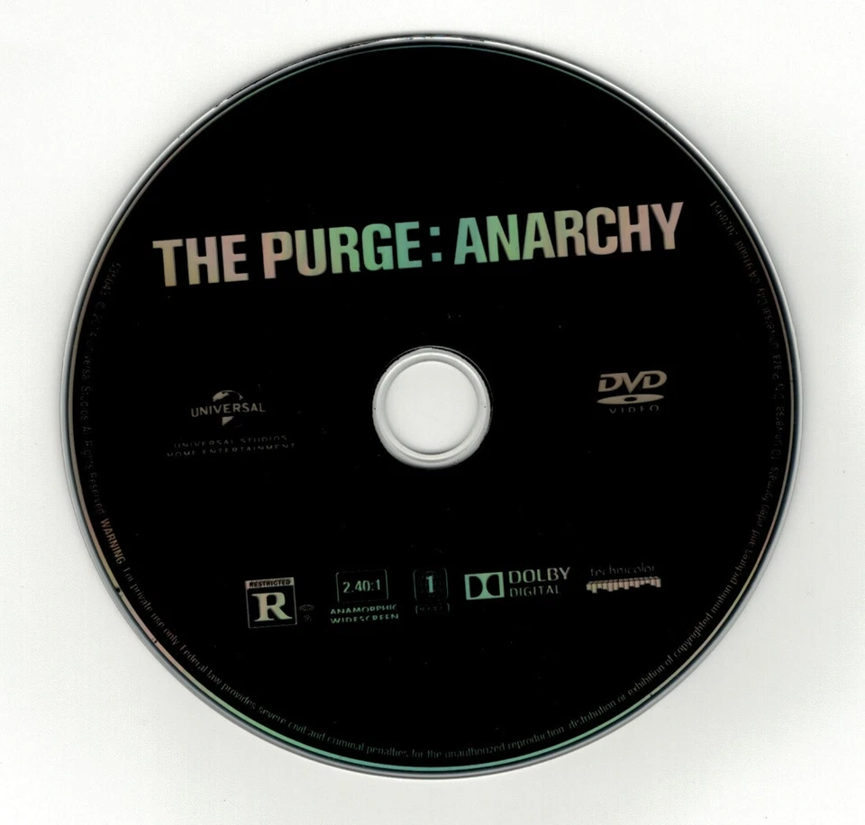 The Purge: Anarchy (DVD disc) 2014 Frank Grillo, Carmen Ejogo, Zach Gilford - Image 1 of 1