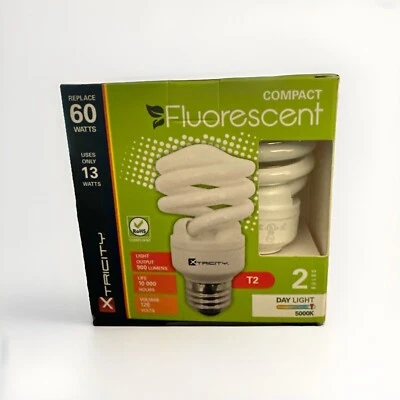 Xtricity Compact Fluorescent Light Bulb T2 Spiral 2 Pack, 5000k Day Light - Image 1 of 2