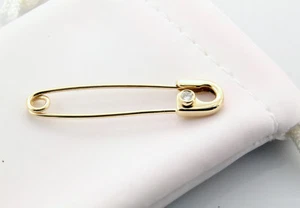 14k Gelbgold 0,07ct Diamant Sicherheitsnadel Brosche Handarbeit in USA - Bild 1 von 6