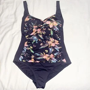 Neu mit Etikett Lascana Damen-Badeanzug 10 Malia marineblau Blumenmuster gerafft Strand - Bild 1 von 6