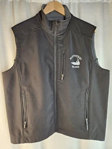 LANDWAY Soft-Shell Microfleece NANTUCKET ISLAND Full Zip Black Vest Size Men's M - Picture 1 of 8