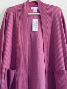 1X/2X/3X New Raspberry Long Cardigan Sweater Jacket Duster Soft Magenta - Picture 1 of 16