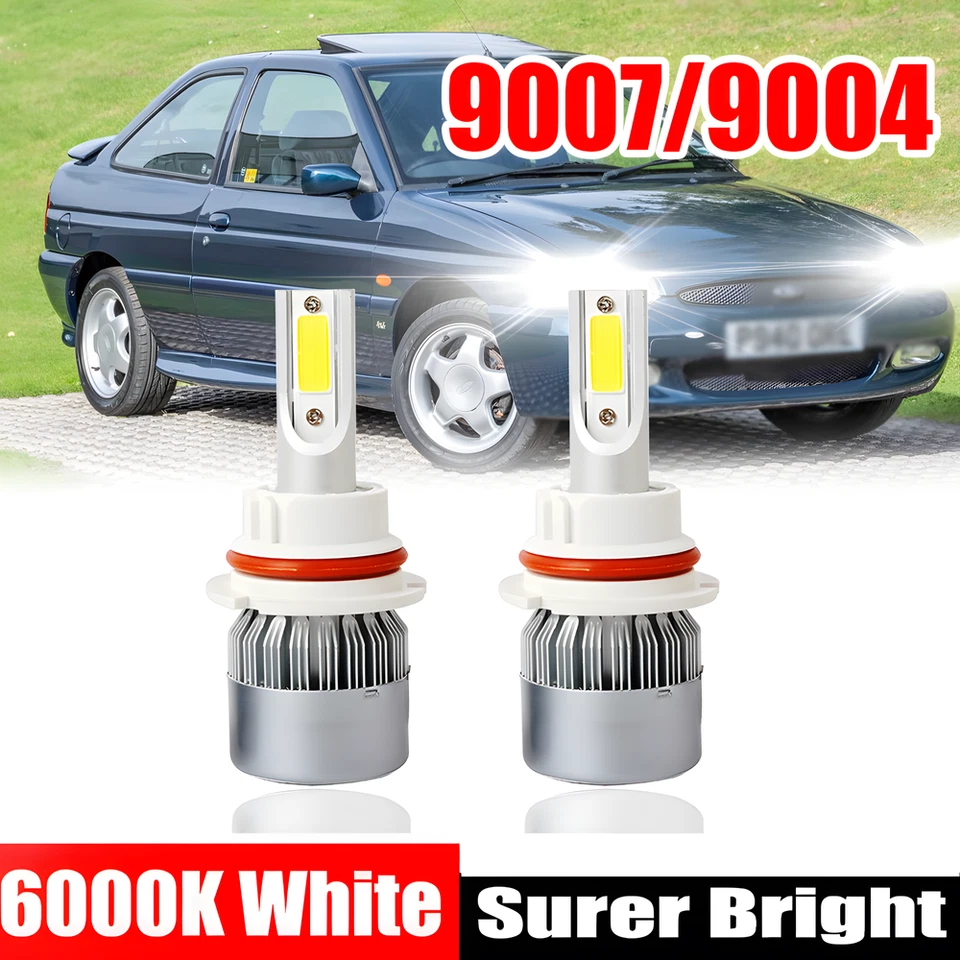 9004 HB1 LED 车头灯灯泡高/低双光束 6000K 适用于福特 Escort 1986 - 1996 — 第 1/4 张图片