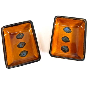 Posacenere piatto vintage ceramica smaltata STAFFEL GRES Vide Poche marrone ambré - Foto 1 di 7