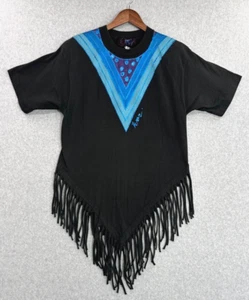 Vintage Top Damen Medium handbemalt Fransen künstlerisch Hippie Strand Festival 80er - Bild 1 von 12
