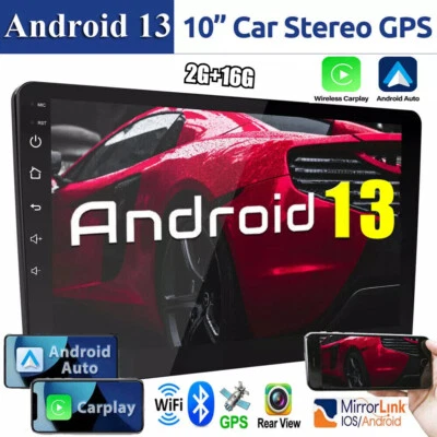 10.1" Android 13 Carplay GPS Navi WiFi Double 2Din Touch Screen Car Stereo Radio - Image 1 of 4