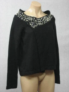 VINTAGEOUS Black Beaded Cardigan Sweater Top S Small NWT $150 - Picture 1 of 1