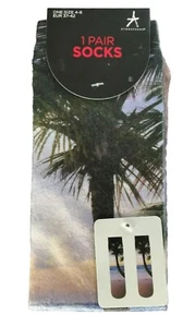 1 Paar Damen Socken 37-42 Urlaub Strümpfe Fotoprint Sonnenaufgang Karibik Strand - Bild 1 von 4
