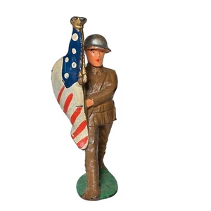 M3 Manoil Toy Soldier Flagbearer Flag Bearer Antique Vintage Dimestore Military - Picture 1 of 6