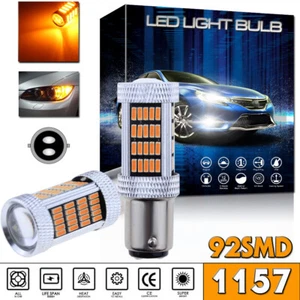 2pcs 1157 BAY15D Amber Yellow 92-4014SMD High Power LED Turn Signal Light Bulbs - Picture 1 of 11