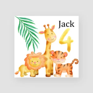 Tarjeta de cuarto cumpleaños personalizada de acuarela hecha a mano para niños - Imagen 1 de 6