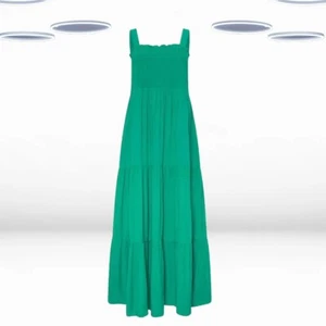 Ex Women’s Petite Size Sleeveless Shirred Tiered Maxi Dress in Green (Defect) - Picture 1 of 5