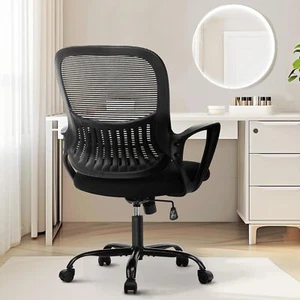 Executive Mid-Back Mesh Rolling Swivel Chair with Wheels, , Black - Picture 1 of 8