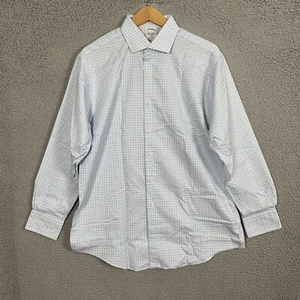 Camisa Brooks Brothers Para Hombre 17 Azul Cuadros Manga Larga Algodón Egipcio Regente EE. UU. - Imagen 1 de 12