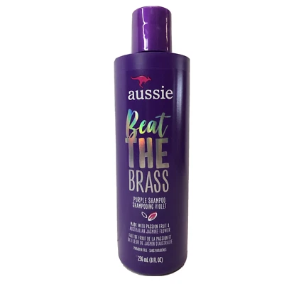 Champú para el cabello Aussie Beat the Brass púrpura sin parabenos fruta de la pasión 8 OZ Foto 1 de 3