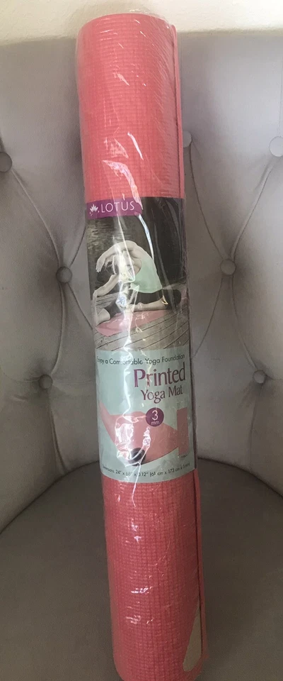NEW In Package Lotus 3mm Printed Yoga Mat PINK 24” X 68” - Image 1 of 4