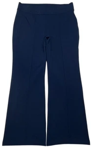 Lands End Pants Womens M/P 10-12 Navy Starfish Pull On Flare Leg Stretch Pintuck - Picture 1 of 9