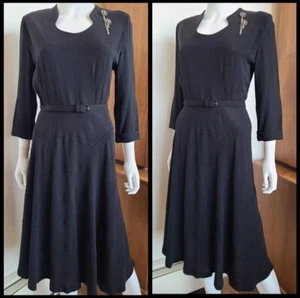 Vintage 1940's Black Dress Puritan Forever Young Metal Side Zip - Picture 1 of 10