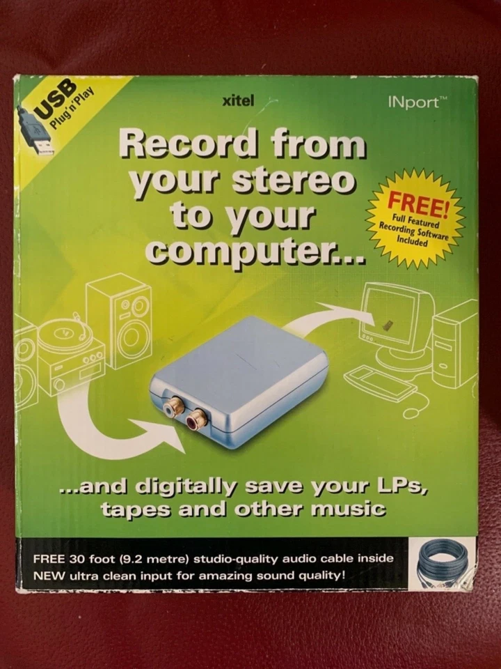 NEW XITEL INPORT ANALOG TO PC AUDIO RECORDING ADAPTER LPs TAPES STEREO - Image 1 of 1