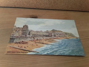 A R QUINTON POSTCARD HASTINGS FROM THE PIER BEACH, SEA, BOATS, HOTELS, BUILDINGS - Picture 1 of 1