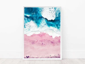 Pink Coastal Beach & Ocean Wall Art Print. Great Home Decor DIY - Picture 1 of 4