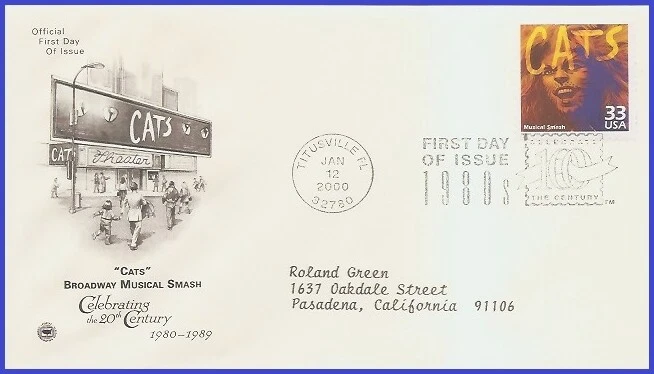 USA5 #3190b ADDR PCS ARTCRAFT FDC   1980s - Musical Smash Cats - Image 1 of 1