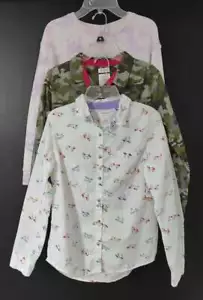 Girl's Sz XL 14/16 Lot of 3 Button Down Shirts & Sweatshirt Green Camo Horse - Picture 1 of 4