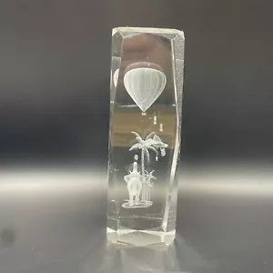 ELEFANT Heißluftballon PALME Briefbeschwerer Vintage Glas 3D Laser geätzt - Bild 1 von 9