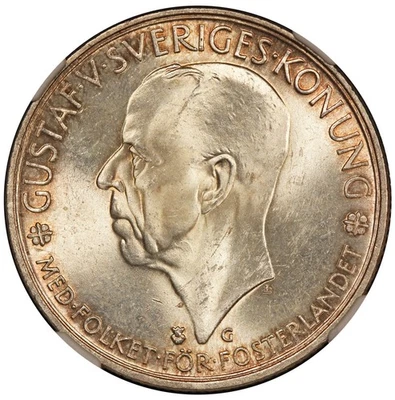 1935-G Sweden Riksdag Anniversary 5 Kronor Silver Coin - NGC MS 63 - KM #806 - Image 1 of 4