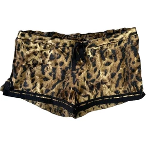 EUC Trina Turk Silk Low Rise Gold, Brown and BlackAnimal Print Sleep Shorts XS - Picture 1 of 8
