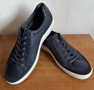 ECCO Sneaker Womens US 6/EU 40 (Looks More Like US 9) Blue Leather Tennis Shoes - Picture 1 of 11