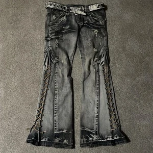 Tornado Mart Lace up Flared jeans - Picture 1 of 5