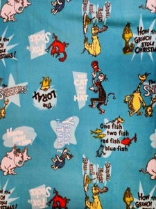 Lizenzierter Fleece Stoff Meterware Dr Suess Figuren Katze in der Mütze und mehr - Bild 1 von 3