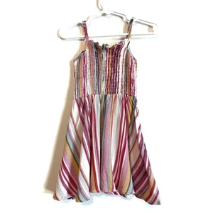 PatPat smocked sundress Sleeveless pink yellow stripes lightweight 6-9mo. - Picture 1 of 5