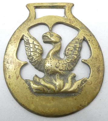 Brass Horse Brass Phoenix Rising From Flames Openwork Heraldic Motif - Image 1 of 2