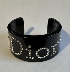 Authentic CHRISTIAN DIOR cuff bracelet Acrylic with rhinestones VGC - Picture 1 of 8
