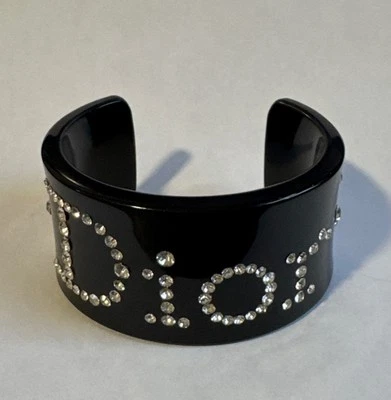 Authentic CHRISTIAN DIOR cuff bracelet Acrylic with rhinestones VGC - Image 1 of 4