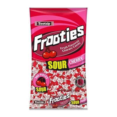 Frooties Sour Cherry, Tootsie Roll Chewy Candy, 360 piezas, bolsa de 38,8 oz Foto 1 de 3