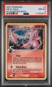 Mew Delta Species 3/17 Pop Series5 Holo Inverted Back Error PSA 8 Swirl NUOVO - Foto 1 di 5