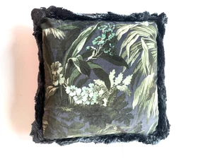 House of Hackney Limerence Fringed Velvet Cushion Ink 48cm Square New - Picture 1 of 8