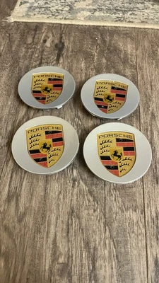 4pcs Porsche Wheel Center Caps 911 Cayenne Panamera Cayman silver 76mm OEM Style - Image 1 of 3