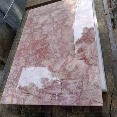 24"x36" Rose Quartz Dining Table Top Handmade Arts Counter Slab Furniture Decors - Image 1 of 4