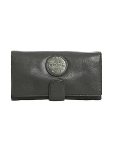 Excellent DIESEL Women's Grey Leather Wallet - 10" x 17.5" Compact Design - Picture 1 of 4