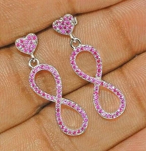 Behandelter rosa Saphir 925 massiv Sterling Silber Ohrringe Schmuck - Bild 1 von 1