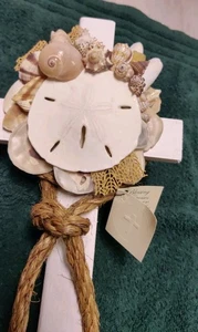 SEGENSKREUZ EICHE Handarbeit Muschelkreuz Wandbehang Muschelkunst Neu mit Etikett  - Bild 1 von 9