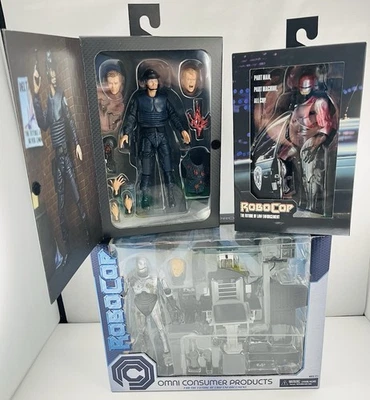 SET OF 3 ROBOCOP ACTION FIGURES POSTER / BATTLE W CHAIR / ALEX J MURPHY NECA MIB - Image 1 of 4