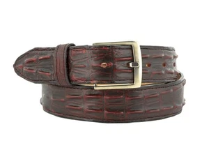 Herren Krokodilschwanz Gürtel Druck Leder Western schwarz Kirsche Schnalle Cinto Rancho - Bild 1 von 5